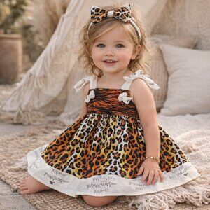 Quirky Threadz SZ 2T Audrey Jungle Leopard Print Dress NWT